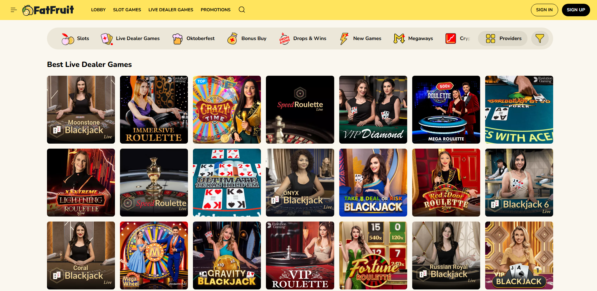 Fatfruit live casino